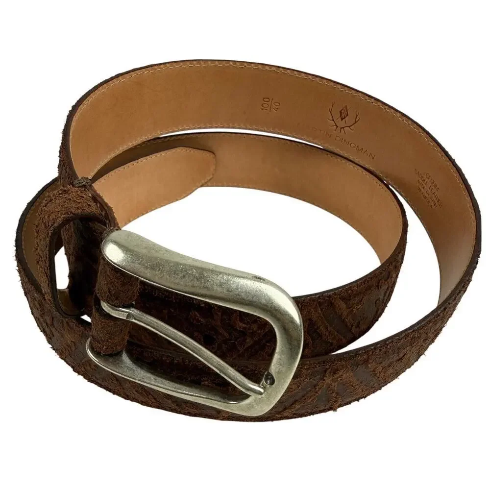 Stylish Martin Dingman Men's Brown Saddle Leather Belt - Size 100/40